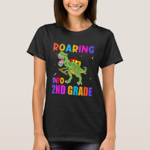 Roaring Into 2nd Grade Dinosaur Boys Girls Back To T-Shirt