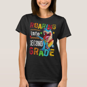 Roaring Into 2nd Grade Dinosaur Boys Kids Back To  T-Shirt