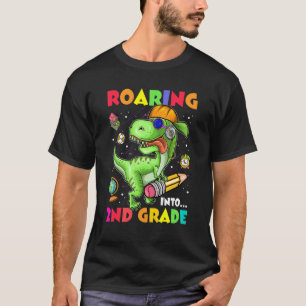 Roaring Into 2nd Grade Dinosaur Kids Back To Schoo T-Shirt