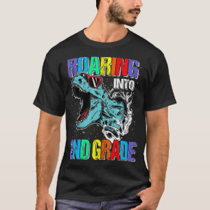 Roaring Into 2nd Grade Dinosaur Rex Back To School T-Shirt