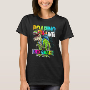 Roaring Into 2nd Grade Dinosaur Rex Back To School T-Shirt