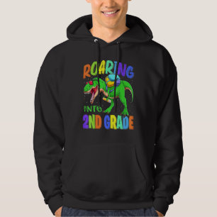 Roaring Into 2nd Grade Dinosaur T Rex Back To Scho Hoodie