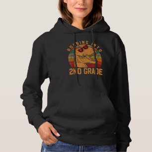 Roaring Into 2nd Grade Dinosaur Teacher Kids Back Hoodie