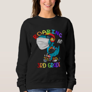 Roaring Into 3rd First Grade Dinosaur Face Mask Bo Sweatshirt