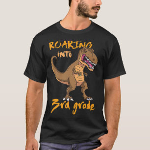 Roaring Into 3rd Grade Back To School Dinosaur T R T-Shirt