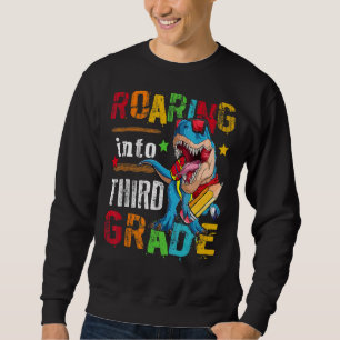 Roaring Into 3rd Grade Dinosaur Boys Kids Back To Sweatshirt