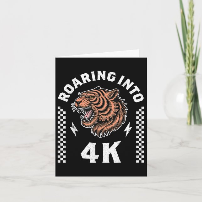 Roaring Into 4k Roaring Tiger Back To School Boy G Card (Front)