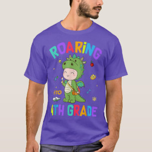 Roaring Into 4th Grade Dinosaur Back To School T-S T-Shirt