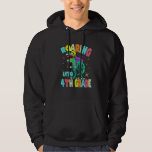 Roaring Into 4th Grade Dinosaur Backpack Back To S Hoodie