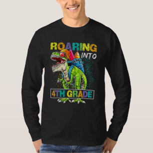 Roaring Into 4th Grade Dinosaur Rex Back To School T-Shirt