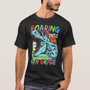 Roaring Into 4th Grade Dinosaur Rex Unicorn Kids T-Shirt