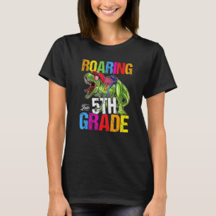 Roaring Into 5th Grade Dinosaur Back To School Kid T-Shirt