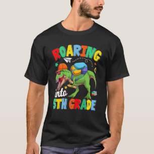 Roaring Into 5th Grade Dinosaur Boys  Back To Scho T-Shirt