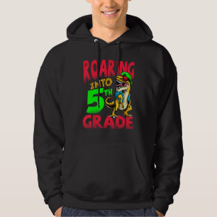 Roaring Into 5th Grade Dinosaur T-Rex Boys Kids Hoodie