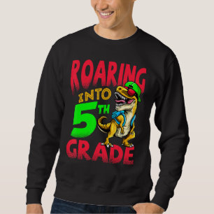 Roaring Into 5th Grade Dinosaur T-Rex Boys Kids Sweatshirt