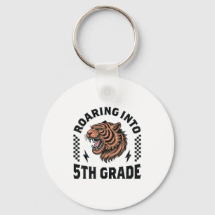 Roaring Into 5th Grade Tiger Boy Girl Kids 1st Day Key Ring