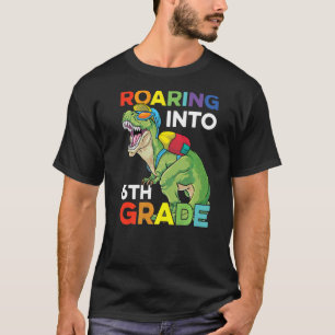 Roaring Into 6th Grade Back To School Dinosaur Kid T-Shirt
