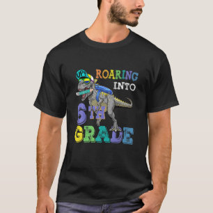 Roaring Into 6Th Grade Funny Back To School Rex Lo T-Shirt
