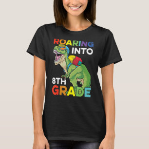 Roaring Into 8th Grade Back To School Dinosaur Kid T-Shirt