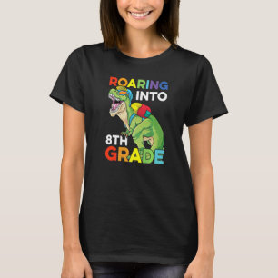 Roaring Into 8th Grade Back To School Dinosaur Kid T-Shirt