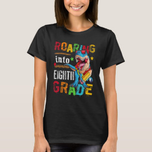Roaring Into 8th Grade Dinosaur Boys Kids Back To T-Shirt