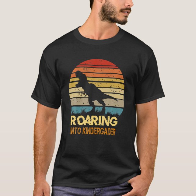Roaring Into Kindergarten Back To Shool 2021 T-Shirt (Front)