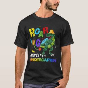 Roaring Into Kindergarten Dinosaur Back To School T-Shirt