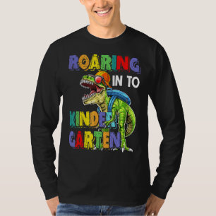 Roaring Into Kindergarten Dinosaur Kids Back To Sc T-Shirt