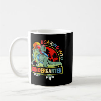 Roaring Into Kindergarten Dinosaur T Rex Back To Coffee Mug