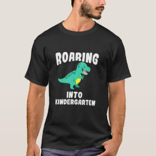 Roaring Into Kindergarten Dinosaur T-Rex Boy Back  T-Shirt