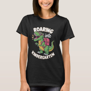 Roaring into Kindergarten T Rex Dinosaur Back to S T-Shirt