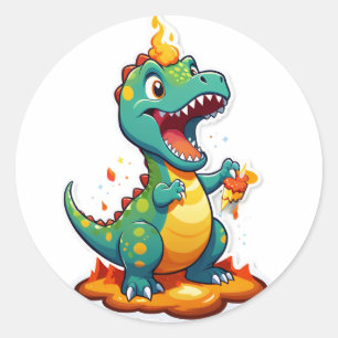 Roaring Into One – Dino Birthday Blast! Classic Round Sticker