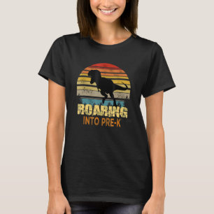 Roaring Into Pre K Dinosaur Back To School First D T-Shirt