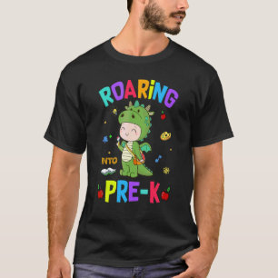 Roaring Into Pre K Dinosaur Back To School T-Shirt