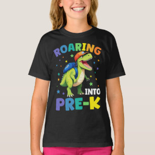 Roaring Into Pre-K Dinosaur T Rex Back To School T-Shirt