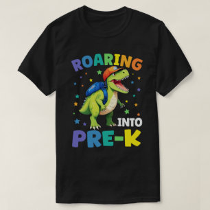 Roaring Into Pre-K Dinosaur T Rex Back To School T-Shirt