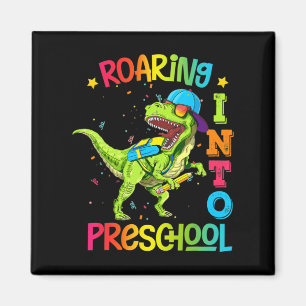 Roaring Into Preschool Dinosaur Teacher Pre K Back Magnet