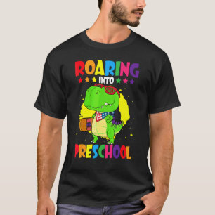 Roaring Into Preschool Dinosaur Teacher Pre K Back T-Shirt