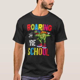 Roaring Into Preschool Dinosaur Teacher Pre K Back T-Shirt