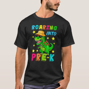 Roaring Into Preschool Dinosaur Teacher Pre K Back T-Shirt