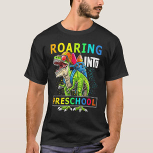 Roaring Into Preschool Dinosaur Teacher Pre K Back T-Shirt