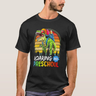 Roaring Into Preschool Dinosaur Teacher Pre K Back T-Shirt