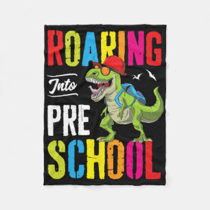 Roaring Into Preschool Dinosaur Teacher Pre K Ck T Fleece Blanket