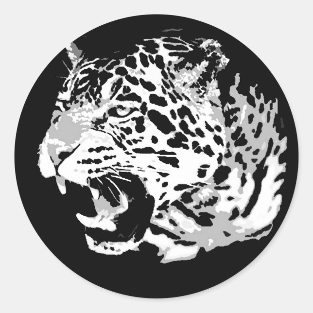 Roaring Jaguar Classic Round Sticker (Front)