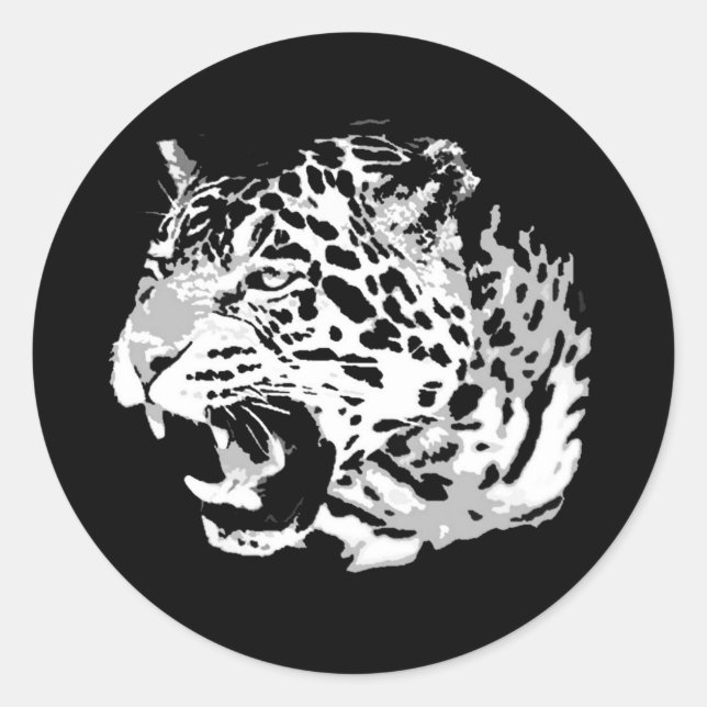 Roaring Jaguar Classic Round Sticker (Front)