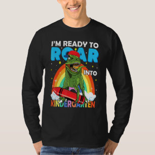 Roaring Kindergarten Velociraptor Dinosaur Back To T-Shirt