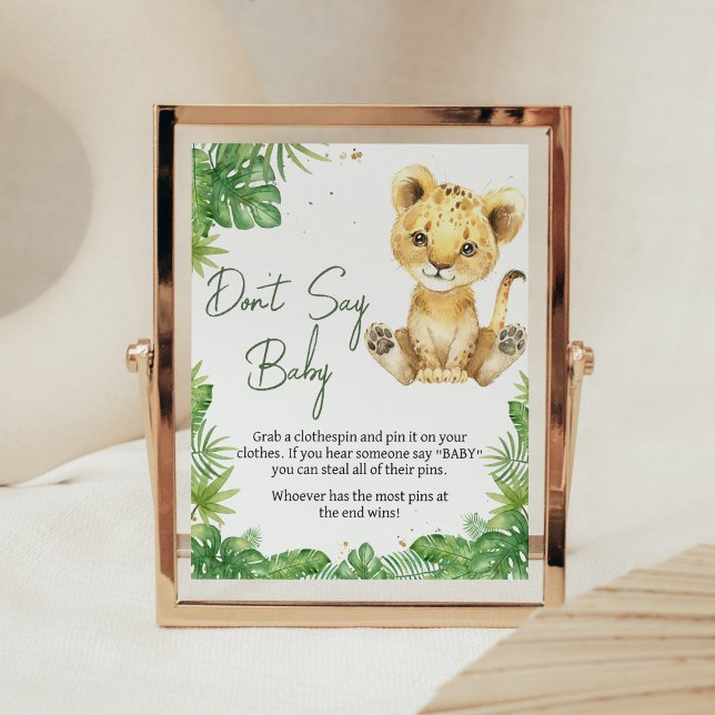 Roaring Lion Baby Shower Don't Say Baby Poster (Roaring with Excitement Lion Baby Shower Don't Say Baby Sign)