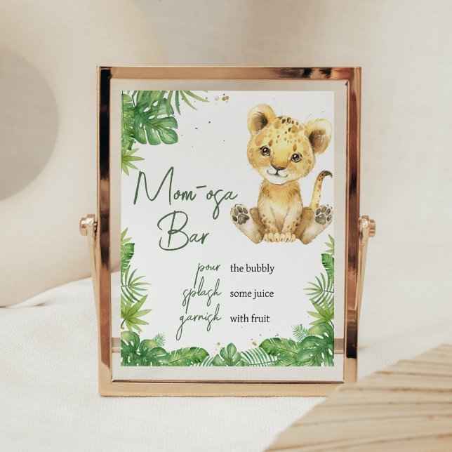 Roaring Lion Baby Shower Mum Osa Bar Poster (Roaring with Excitement Lion Baby Shower Mom Osa Bar Sign)