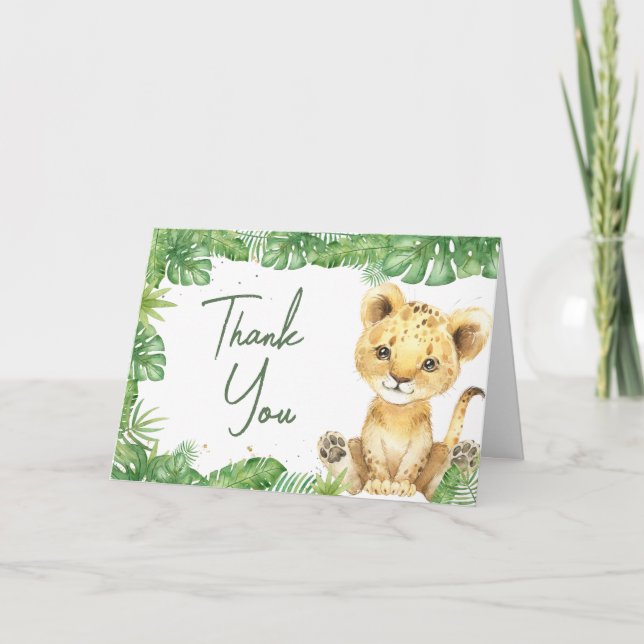 Roaring Lion Baby Shower  Thank You Card (Front)