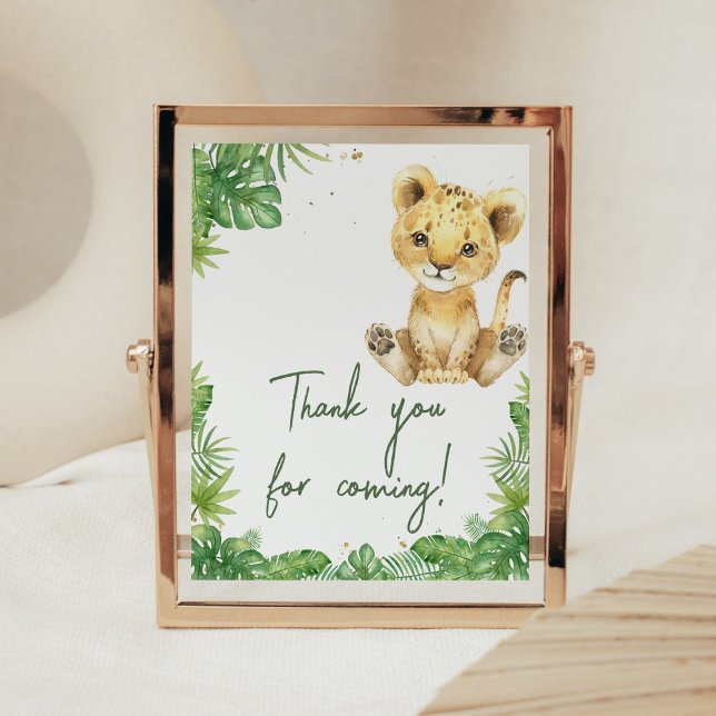 Roaring Lion Baby Shower Thank you for Coming Poster (Roaring with Excitement Lion Baby Shower Thank you for Coming Sign)